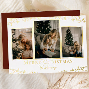 Tarjeta Festiva Con Relieve Metalizado Tarjeta de vacaciones Gold Vines 3 Photo Relieve m