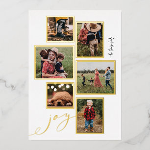 Tarjeta Festiva Con Relieve Metalizado Tarjeta de vacaciones multifoto con guión de alegr