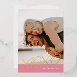 Tarjeta Festiva Con Relieve Metalizado Tarjeta El día de San Valentín XOXO con tinta de R