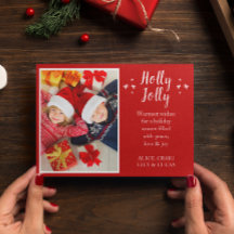 Tarjeta fotográfica Holly Jolly Nordic Relieve met