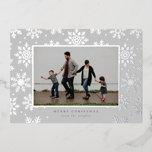 Tarjeta Festiva Con Relieve Metalizado Tarjeta fotográfica prensada con lámina plateada n (Anverso)