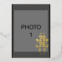 Tarjeta fotográfica Relieve metalizado dorado de I