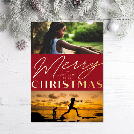 Tarjeta Festiva Con Relieve Metalizado Tarjeta multifoto de ferry navideña de Relieve met