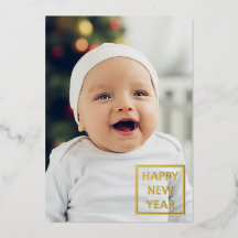 Tarjeta navideña de Relieve metalizado de fotos de