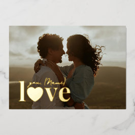 Tarjeta Festiva Con Relieve Metalizado Te amo foto personalizada del día de San Valentín