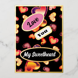 Tarjeta Festiva Con Relieve Metalizado Te Amo Mi Corazón Hermoso Ombre Cuadros Corazones