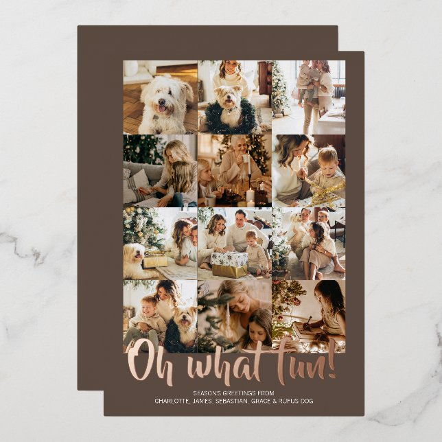 Tarjeta Festiva Con Relieve Metalizado Temporada navideña de 12 Navidades fotográficos (Anverso/Reverso)