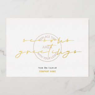 Tarjeta Festiva Con Relieve Metalizado Temporadas de saludo Guión de la compañía Logo Ove