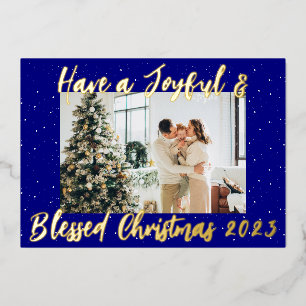 Tarjeta Festiva Con Relieve Metalizado Ten un Navidad alegre y bendito Una foto