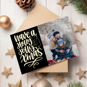 Tarjeta Festiva Con Relieve Metalizado Tenga una Navidad alegre foto foil 