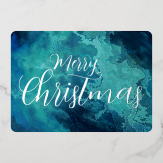Tarjeta Festiva Con Relieve Metalizado Textura Grunge Mármol Feliz Navidad