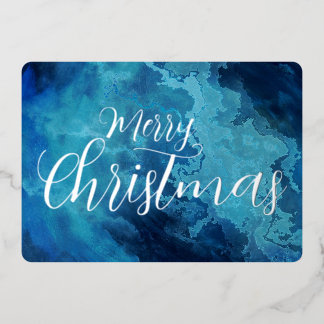 Tarjeta Festiva Con Relieve Metalizado Textura Grunge Mármol Feliz Navidad