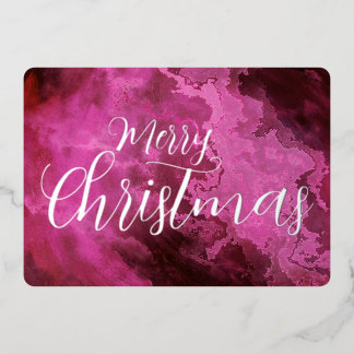 Tarjeta Festiva Con Relieve Metalizado Textura Grunge Mármol Feliz Navidad