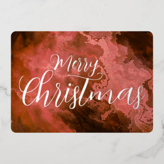 Tarjeta Festiva Con Relieve Metalizado Textura Grunge Mármol Feliz Navidad