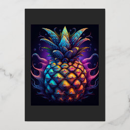 Tarjeta Festiva Con Relieve Metalizado The Famous Mandelbrot Pineapple