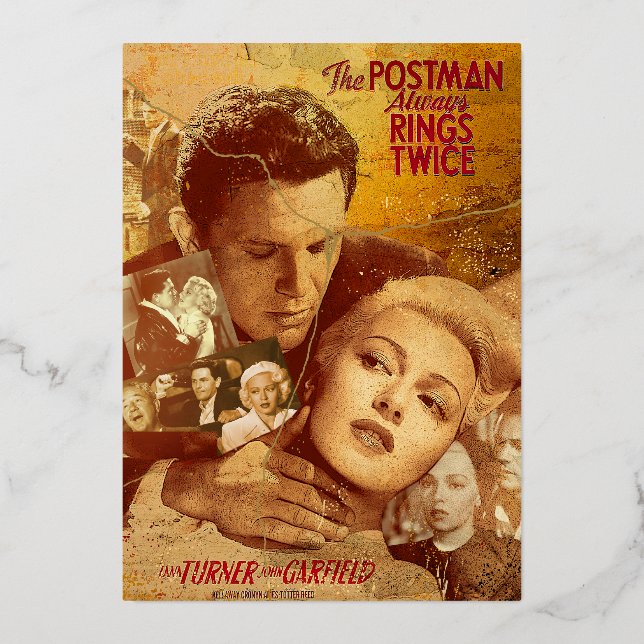 Tarjeta Festiva Con Relieve Metalizado The Postman & Cora Smith (Anverso)