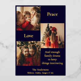 Tarjeta Festiva Con Relieve Metalizado Three Picture Holiday Card
