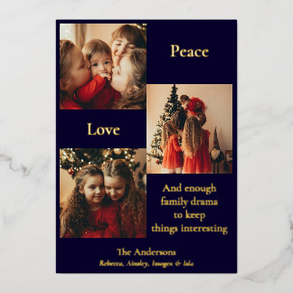 Tarjeta Festiva Con Relieve Metalizado Three Picture Holiday Card