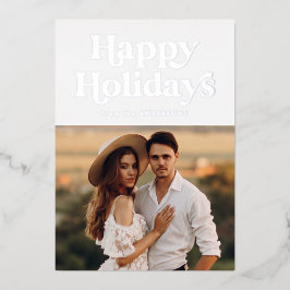 Tarjeta Festiva Con Relieve Metalizado Tipo retro Plata