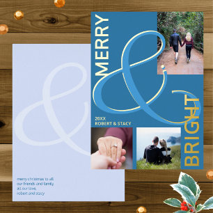 Tarjeta Festiva Con Relieve Metalizado Tipografía De Cerezo Y Brillo 3 Foto Oro Azul