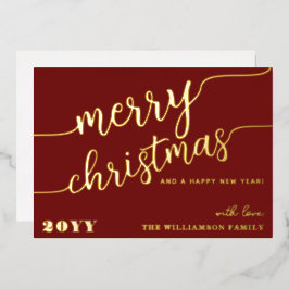 Tarjeta Festiva Con Relieve Metalizado Tipografía de escritura minimalista Feliz Moda nav