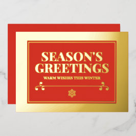 Tarjeta Festiva Con Relieve Metalizado Tipografía de Feliz Navidad con Holografía Tarjeta