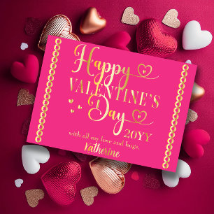 Tarjeta Festiva Con Relieve Metalizado Tipografía elegante Feliz día de San Valentín Esta
