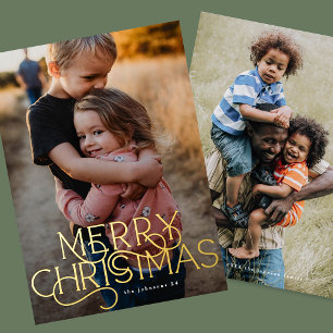 Tarjeta Festiva Con Relieve Metalizado Tipografía Elegante y de Moda FELIZ NAVIDAD Foto