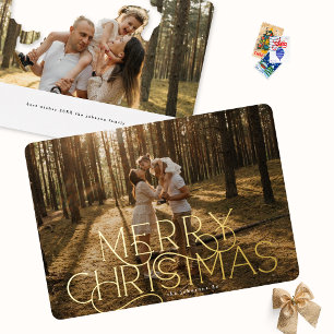 Tarjeta Festiva Con Relieve Metalizado Tipografía elegante y moderna FELIZ NAVIDAD foto