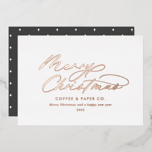 Tarjeta Festiva Con Relieve Metalizado Tipografía minimalista moderna elegante escritura 