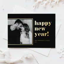 Tipografía Negra Negrita Retro Feliz Año Nuevo