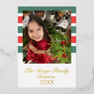 Tarjeta Festiva Con Relieve Metalizado Tiras Feliz Navidad Foto Prensada