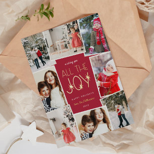 Tarjeta Festiva Con Relieve Metalizado Toda la alegría   Collage de fotos múltiple