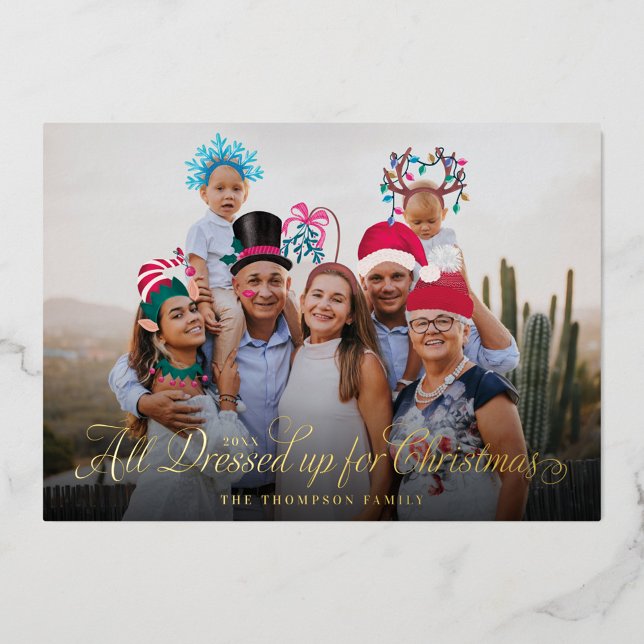 Tarjeta Festiva Con Relieve Metalizado Todos Vestidos Navidades Navidades festivos disfra (Subido por el creador)