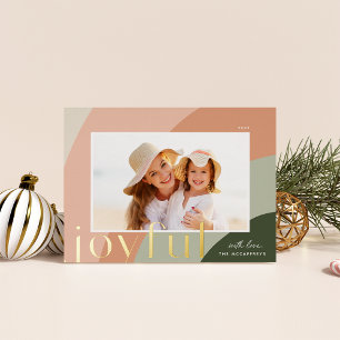 Tarjeta Festiva Con Relieve Metalizado Tonos alegres   Foto horizontal moderna
