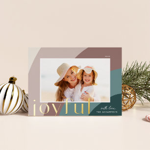 Tarjeta Festiva Con Relieve Metalizado Tonos alegres   Foto horizontal moderna