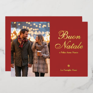 Tarjeta Festiva Con Relieve Metalizado Toro marrón Natale e Felice Anno Nuovo Foto de esc