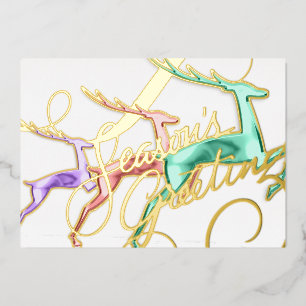 Tarjeta Festiva Con Relieve Metalizado Tres Colores De Pastel Gris De Venado De Salto