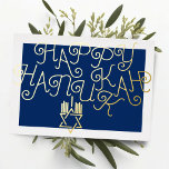 Tarjeta Festiva Con Relieve Metalizado Tu estrella de colores de David Menorah Feliz Hanu<br><div class="desc">Estrella de David Menorah Feliz Hanukkah</div>