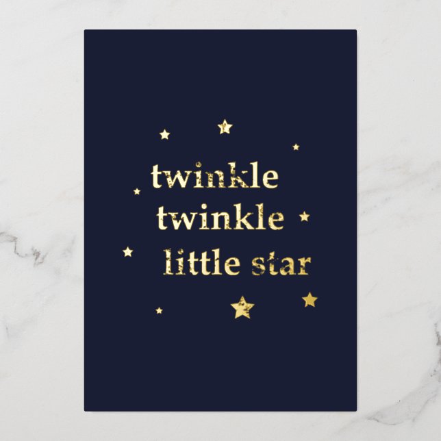 Tarjeta Festiva Con Relieve Metalizado Twinkle Twinkle (Anverso)