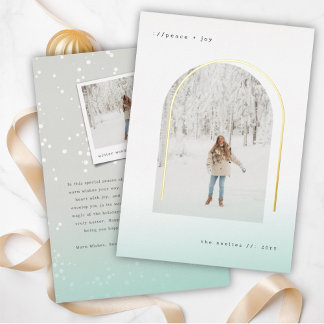 Tarjeta Festiva Con Relieve Metalizado Typewriter Texto Arco Minimalista Foto de Moda sim