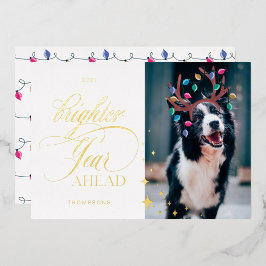 Tarjeta Festiva Con Relieve Metalizado Un año antes, Mascota de diversión fotografia reno