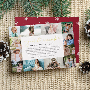 Tarjeta Festiva Con Relieve Metalizado Un año para recordar   Año en Collage de fotos de 