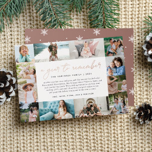 Tarjeta Festiva Con Relieve Metalizado Un año para recordar   Año en Collage de fotos de