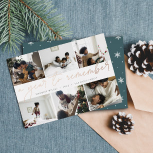 Tarjeta Festiva Con Relieve Metalizado Un año para recordar   Año en Collage de fotos de 