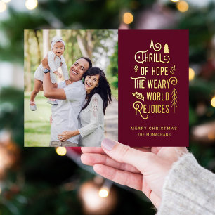 Tarjeta Festiva Con Relieve Metalizado Un júbilo de esperanza Navidades fotográficos mo