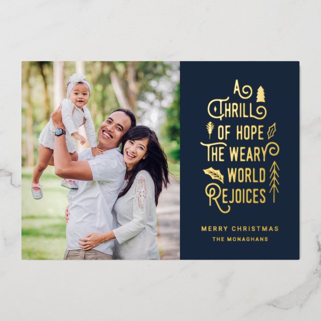 Tarjeta Festiva Con Relieve Metalizado Un júbilo de esperanza | Navidades fotográficos mo (Anverso)