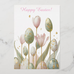 Tarjeta Festiva Con Relieve Metalizado Una hermosa ilustración de Pascua pintada que pres