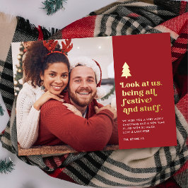 Tarjeta Festiva Con Relieve Metalizado Una mirada divertida a nosotros siendo Navidades f