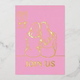 Tarjeta Festiva Con Relieve Metalizado Únete a nuestra fiesta de compromiso